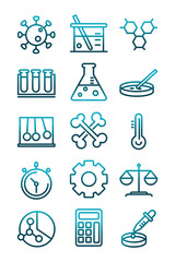 Poster - science and research laboratory study icons collection gradient style icon