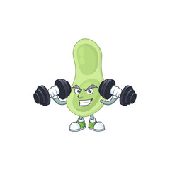 Canvas Print - Fitness exercise staphylococcus pneumoniae cartoon character using barbells