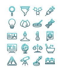 Poster - science and research laboratory study icons collection gradient style icon