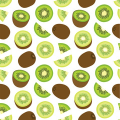 Wall Mural - Seamless background with kiwis different positions