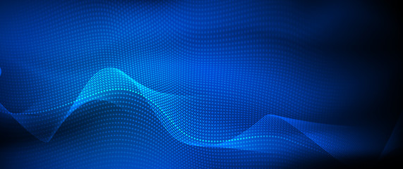 Aufkleber - Vector illustration smooth lines in dark blue color background. Hi tech digital technology concept. Abstract futuristic, shiny lines background
