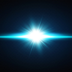 Poster - Vector illustration of a blue color.Glow light effect. Vector illustration. Christmas flash. dust,shining sun, bright flash. 