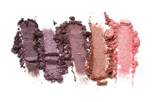 Close-up Of Make-up Swatches. Smears Of Crushed Shiny Color Eye Shadow