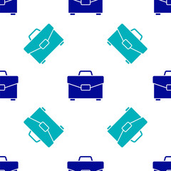 Blue Briefcase icon isolated seamless pattern on white background. Business case sign. Business portfolio. Vector