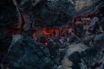 Smoldering charcoal in a barbecue