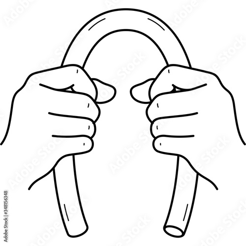 Fotografía Men's hands bending metal tube
