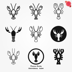 Lobster icon vector logo illustration isolated on background