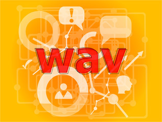 Poster - wav word on digital screen. digital concept . Big set of infographics elements