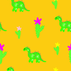  seamless pattern with dinosaur in vector. baby print for textile, fabric, wallpaper, wrapping, kids fashion