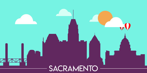 Wall Mural - Sacramento skyline silhouette flat design vector illustration