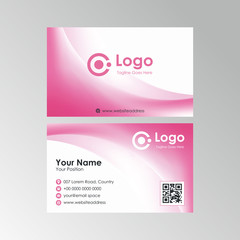 Fototapete - abstract soft pink white wave business card design, professional name card template vector