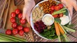 © di_media - Rainbow Vegan Food, Healthy Nutrition Concept. Trendy Buddha Bowl With Chickpeas, Quinoa, Veggies.