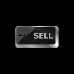 Poster - sell written on keyboard keys showing business or finance concept