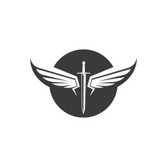 Wall Mural - sword wings  logo icon vector illustration design