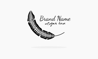 simple brand logo banana leaf concept design logo