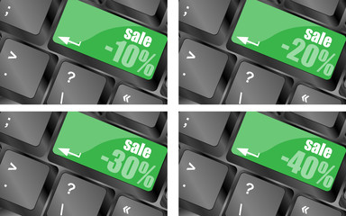 Poster - Commercial price with percentage reduction concept on computer keyboard keys