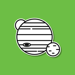 Poster - Planet and orbit sticker icon. Simple thin line, outline vector of cartooning space icons for ui and ux, website or mobile application
