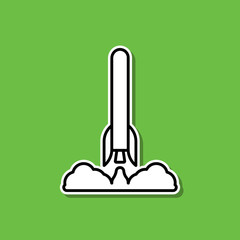 Poster - Rocket sticker icon. Simple thin line, outline vector of cartooning space icons for ui and ux, website or mobile application