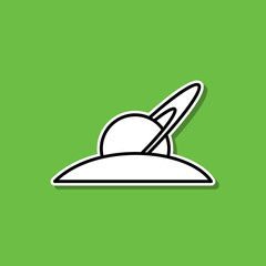 Poster - Planet saturn sticker icon. Simple thin line, outline vector of cartooning space icons for ui and ux, website or mobile application