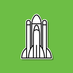 Poster - Rocket sticker icon. Simple thin line, outline vector of cartooning space icons for ui and ux, website or mobile application