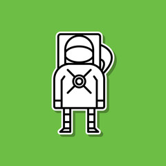 Poster - Cosmonaut sticker icon. Simple thin line, outline vector of cartooning space icons for ui and ux, website or mobile application