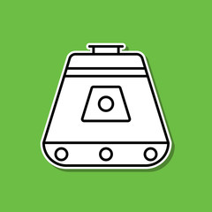 Poster - Spaceship sticker icon. Simple thin line, outline vector of cartooning space icons for ui and ux, website or mobile application