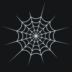 Vector icon illustration design of a spider web, or cobweb, long strands on black background