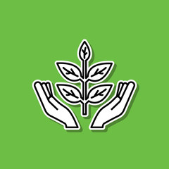 Poster - Plant conservation sticker icon. Simple thin line, outline vector of ecology icons for ui and ux, website or mobile application