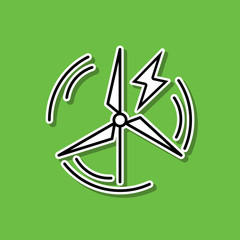 Poster - Wind energy sticker icon. Simple thin line, outline vector of ecology icons for ui and ux, website or mobile application