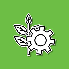 Poster - Green technology sticker icon. Simple thin line, outline vector of ecology icons for ui and ux, website or mobile application