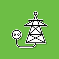 Poster - Electrical energy sticker icon. Simple thin line, outline vector of ecology icons for ui and ux, website or mobile application