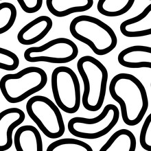 Black Rings And Ellipses On White Background. Seamless Pattern. Isolated On White Background. Abstract Graphic Black-white Stock Illustration. Template For Coloring, Textures And Another Design.
