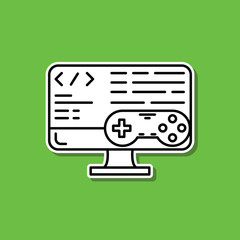 Canvas Print - Game development sticker icon. Simple thin line, outline vector of game development icons for ui and ux, website or mobile application