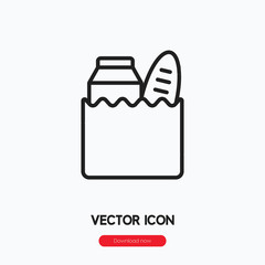 Poster - grocery bag icon vector. Linear style sign for mobile concept and web design. grocery bag symbol illustration. Pixel vector graphics - Vector.
