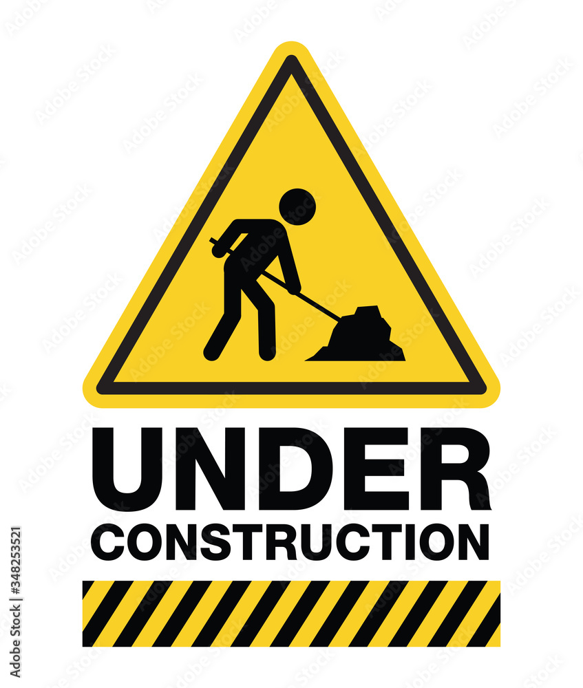 Under construction sign, a man digging ground icon, vector design ...