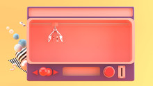 Crane Claw Machine Games Isolated on orange background. 3D rendering