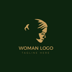 LOGO BEAUTY ELEGANT woman's face logo design template. Hair, girl, Abstract design concept for beauty salon, massage, magazine, cosmetic and spa. Premium vector icon.