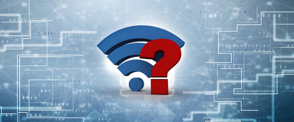 Poster - 3d illustration WiFi symbol with question mark
