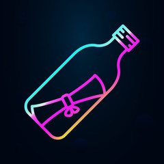 Poster - Bottle, letter, pirate nolan icon. Simple thin line, outline vector of Pirate icons for ui and ux, website or mobile application