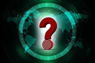 Poster - 3d rendering question mark with target