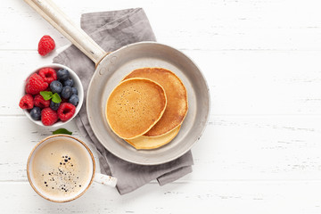 Poster - Delicious homemade pancakes with summer berries