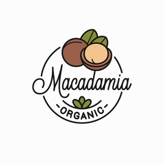 Wall Mural - Macadamia nut logo. Round linear of macadamia