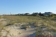 View Of An Empty Sandy Beach In Tybee Island, Near Savannah, Georgia, United States