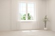 © AntonSh - White empty room with summer landscape in window. Scandinavian interior design. 3D illustration
