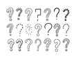© Iuliia - Set of handwritten question marks. Doodle, sketch style. Doodle pictures isolate on white. Vector illustration on white background. Symbols of problem, trouble, confusion. Metaphor question and answer