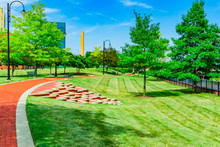 Brick Path Leads Through Downtown Park In Toledo, Ohio