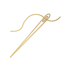 Golden Thread With Needle Icon- Vector Illustration