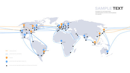 Poster - global network cable connections and information transfer system world map technology internet conne