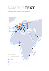 Poster - global network cable connections and information transfer system world map technology internet conne