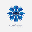 Stylized cornflower logo.